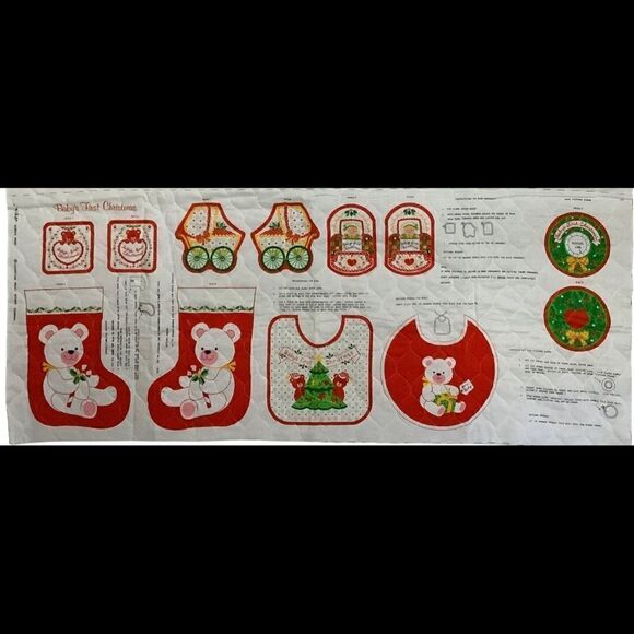 Quilted Fabric Panel 'Baby's First Christmas' Stocking Bibs - Picture 4 of 8